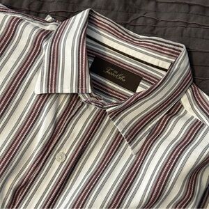 Tasso Elba Men's striped button front shirt, XL. cotton, office, party, date